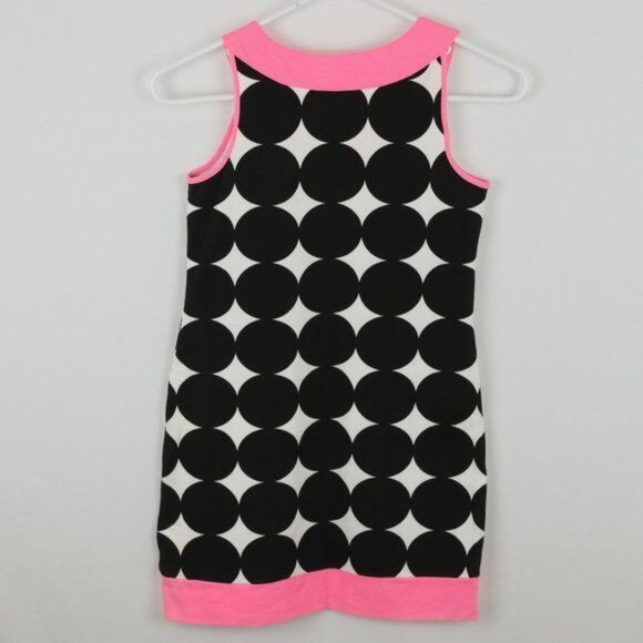 Justice Girls Size 12 Pink Black Polka Dot Sequined Sleeveless Knit Casual Dress - Picture 3 of 8